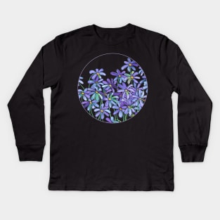 Purple Daisies in Watercolor & Colored Pencil Kids Long Sleeve T-Shirt